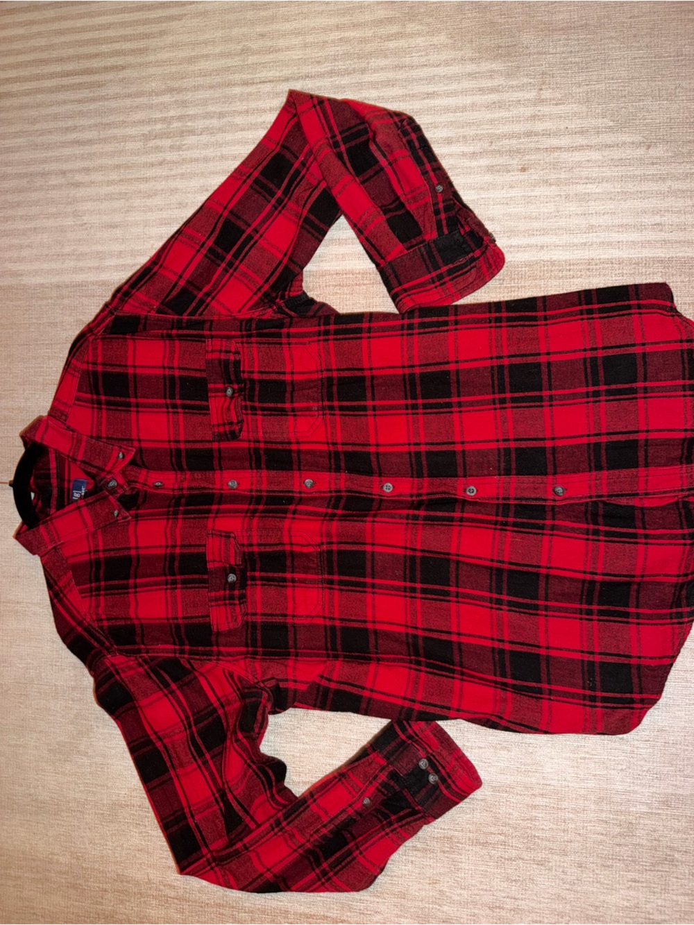 George Red and Black Plaid Button-Down Shirt